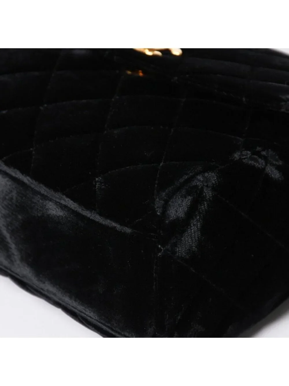 Chanel Bag CC Logo Velvet Quilted Turnlock Black Gold